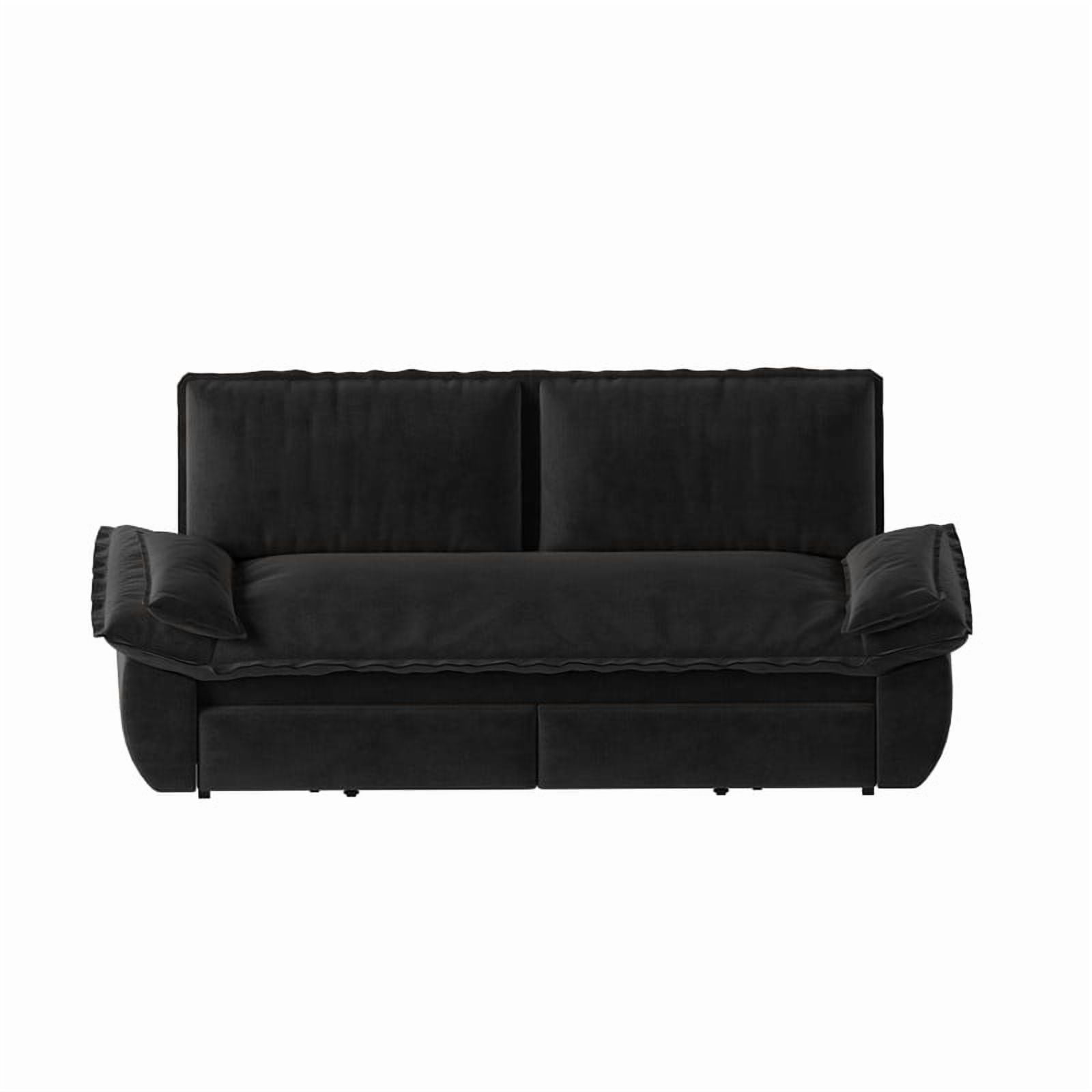 3-in-1 Velvet Convertible Sleeper Sofa, Queen Size Pull Out Chaise Sofa Bed, 73.2''W Deep Seat Loveseat Couch