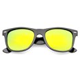 thumbnail image 2 of zeroUV Unisex Retro Colored Mirror Polarized Lens Square Horn Rimmed Sunglasses 55mm (Black / Yellow Mirror Polarized) - 55mm, 2 of 5