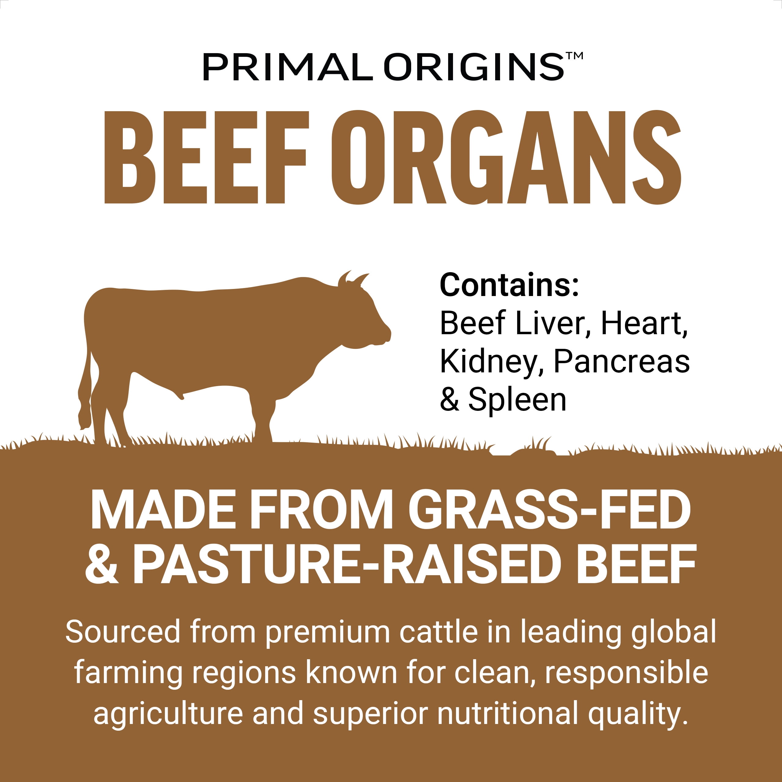 Force Factor Primal Origins, Beef Organs Supplement with 3500mg Beef Liver, Kidney, Heart, Pancreas & Spleen for Energy & Stamina, 150 Capsules