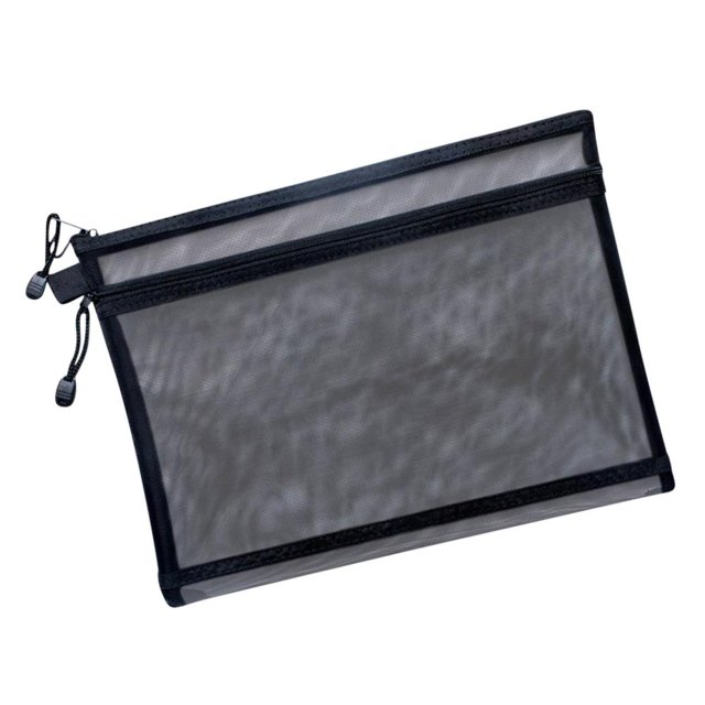 Feltree Transparent Double-layer Mesh File Bag Information Bag Zipper Student Test Paper Storage Bag Pen Bag Information Bag