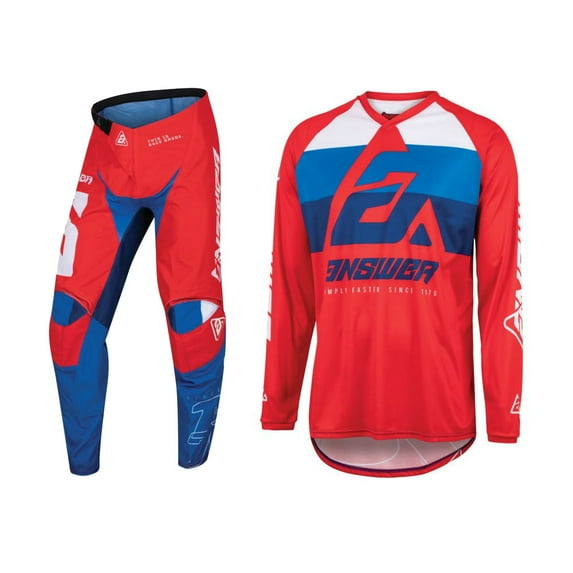 Answer Racing 2023 Syncron CC Offroad Jersey Pant Combo Red/White/Blue (Medium / 34)