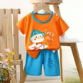 thumbnail image 4 of Odeerbi Toddler Boys Girls 2 Piece Outfits Cartoon Cotton T-shirt Shorts Set Summer Clothes Fashion Casual Short Sleeve Tops Round Neck Collar Botton Printed Shirts Shorts Sets Orange, 4 of 5