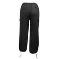 thumbnail image 2 of RYRJJ Parachute Pants for Women Drawstring Baggy Cargo Pants Multi Pocket Y2K Trouser Low Rised Jogger Sweatpants Loose Hip Hop(Black,3XL), 2 of 6