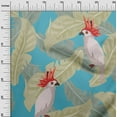 thumbnail image 3 of oneOone Cotton Flex Teal Green Fabric Tropical Parrot With Leaves Fabric For Sewing Printed Craft Fabric By The Yard 40 Inch Wide, 3 of 4