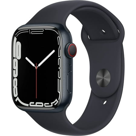 Restored Apple Watch Gen 7 Series 7 Cell 45mm Midnight Aluminum - Midnight Sport Band MKJ73LL/A (Refurbished)