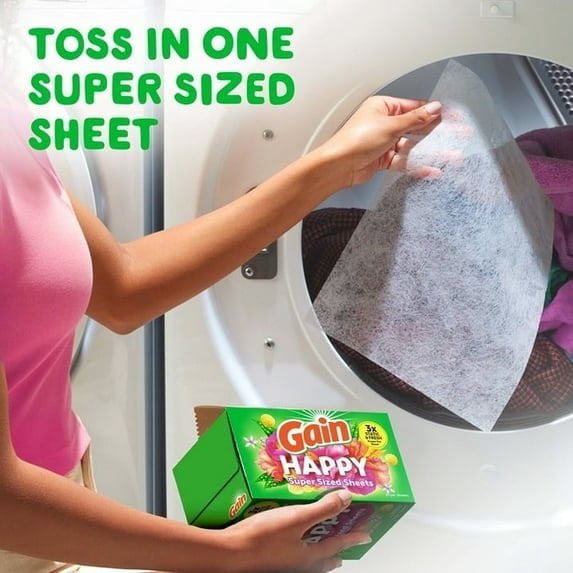 2 pack Gain Super Sized Dryer Sheets, Happy, Hibiscus Hula Scent, 120 Count