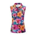 thumbnail image 3 of HCYSFG Womens Floral Print Polo Shirts Quarter Zip Front Sleeveless Collared Athletic Tops Regular Fit Golf Shirts Tennis Sports Outfit, 3 of 3