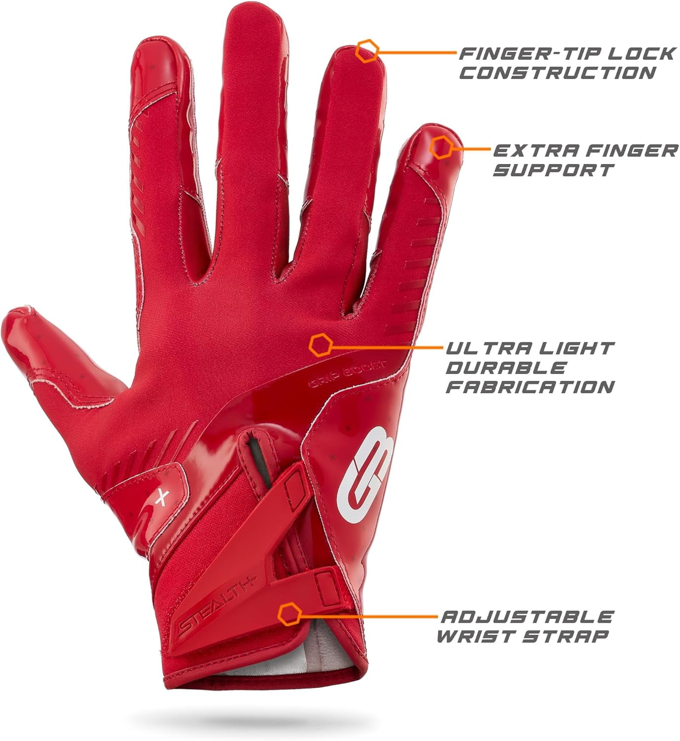 Football Gloves Solid Stealth 6.0 Boost Plus Sticky Receiver Gloves - Men's and Youth Sizes