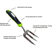 Garden Guru Stainless Steel Hand Weeder Fork Tool with Ergonomic Handle for Gardening, Loosening Soil and More