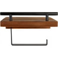 thumbnail image 2 of Wood Toilet Paper Holder With Shelf - Rustic Pine Wood Shelving with Bar & Black Metal Storage Rack For Tissue Rolls, Wipes, Hand Towels - Wall Mounted Modern Farmhouse Bathroom Organizer, 2 of 4