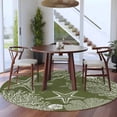 thumbnail image 4 of Sea Stars Round Living Room Rugs 8 ft, Retro Corals Shells Sea Stars Sage Green Washable Large Area Rug with Non-Slip Sturdy Edge Binding Round Carpet for Dining Room Kitchen Office, 4 of 9