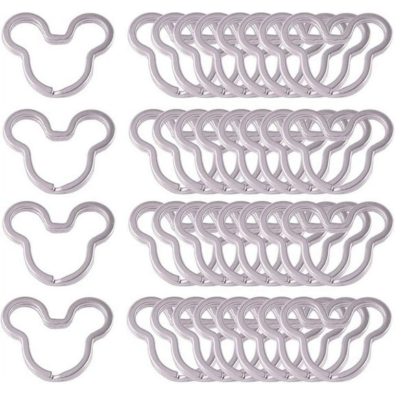 Mouse Head Shape Split Rings Colorful Flat Key Chain Rings Metal Creative Key Holder for Bag Home Car Office Organization DIY Crafts 6 Color 24PCS (Sliver)