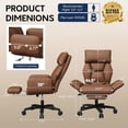 thumbnail image 3 of Genpo Criss Cross Desk Chair, Cross Legged Office Chair with Wheels, Brown Leather Big and Tall Reclining Office Chair 500lbs with Foot Rest, Reversible Armrests & Wide Seat, 3 of 12
