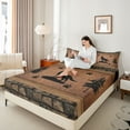 thumbnail image 4 of Feelyou Jungle Wildlife Wolf Twin Sheet Sets, Brown Rustic Cabin Bedding, 3 Pieces, 4 of 7