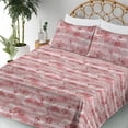 thumbnail image 3 of Ambesonne Tropical Boho Fitted & Flat Sheet with Shams 4 Pcs Set, Flamingo Floral Print, Full, Ruby Pale Ruby Off White, 3 of 5