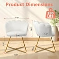 thumbnail image 2 of CLATINA Modern Velvet Make Up Vanity Chair, Flower Shaped Back Accent Chair Armchair with Gold Metal Leg, Cute Girl Criss Cross Chair No Wheels for Home Office Bedroom Dressing Living Room, White,2PK, 2 of 8