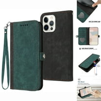 ELEHOLD for iPhone 12 Pro Max Wallet Case with Detachable Wrist Strap Handbag, Luxury PU Leather Flip Soft TPU Built-in Magnetic Card Slots Kickstand Function Shockproof Protective Cover CaseDarkgreen