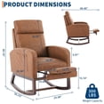 thumbnail image 4 of Kicctian Teddy Upholstered Rocking Chair with Extendable Footrest, Wooden Leg Rocking Armchair with Storage Side Pocket, Nursery Accent Seating for Living Room, Bedroom,Brown, 4 of 8