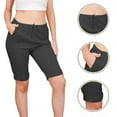 thumbnail image 2 of Fashion Olyvenn Capri Pants for Women Casual Lace-Up High Rise Straight Leg Yoga Capris with Pockets Stretch Slim Solid Cropped Pant Dark Gray L, 2 of 7
