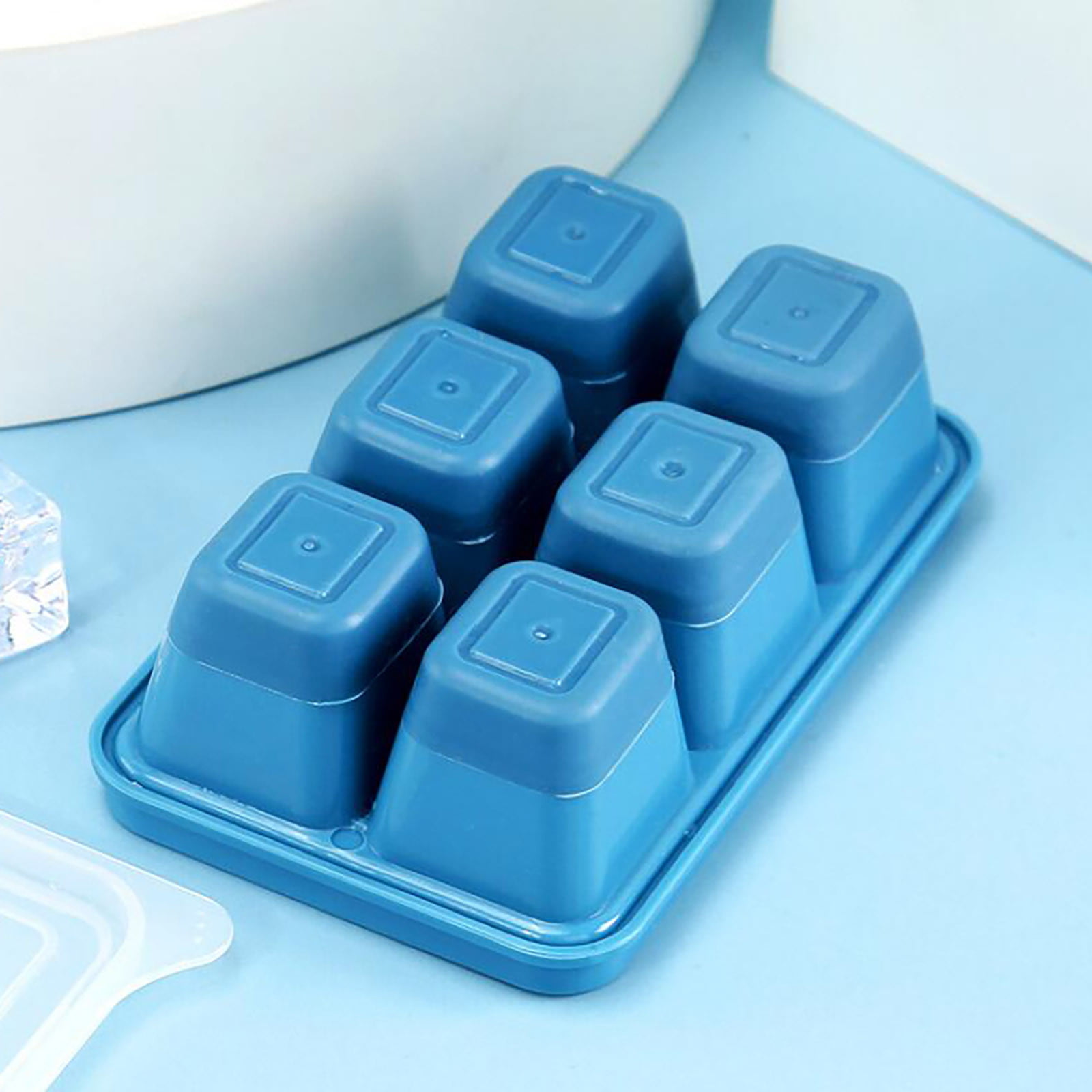 6-Cell Big Silicone Ice Tray Mold Custom Ice Box Household Kitchen Quick-Freezer  Large Size with Lid Ice Cube Mode - AliExpress