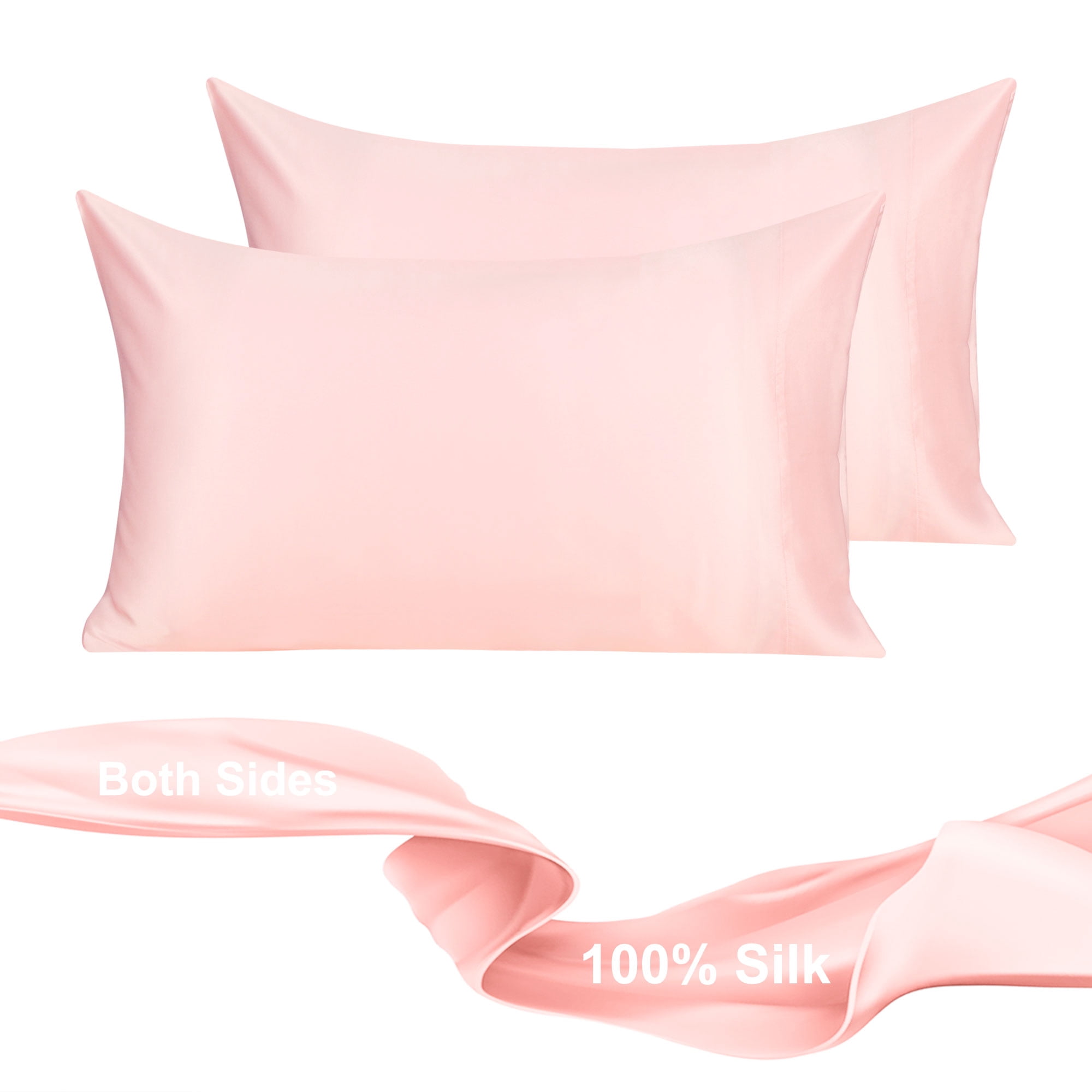 Unique Bargains 2-Pack 19 Momme 100% Silk Pillowcases Pink Standard