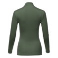 thumbnail image 3 of A2Y Women's Fitted Solid Long Sleeve Mock Neck Rayon Top Shirt Forest Olive L, 3 of 6