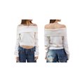 thumbnail image 2 of Gupgi Womens Off Shoulder Sweater Solid Long Sleeve Fold Over Crop Knit Tops Casual Fall Sweater, 2 of 7