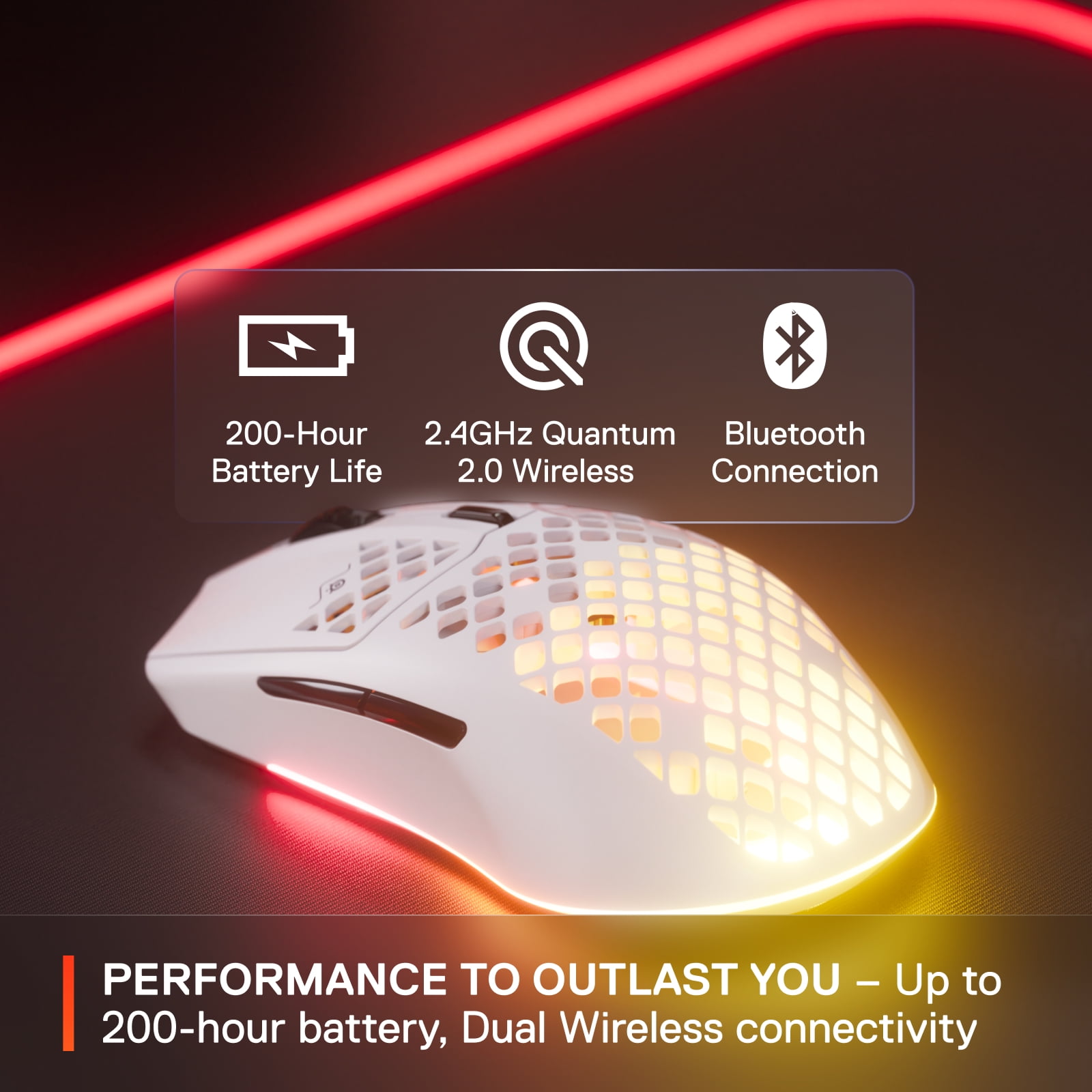 美品マウス SteelSeries Aerox 3 Wireless ホワイト SteelSeries Aerox 3 Wireless Gaming Mouse - Ghost/White