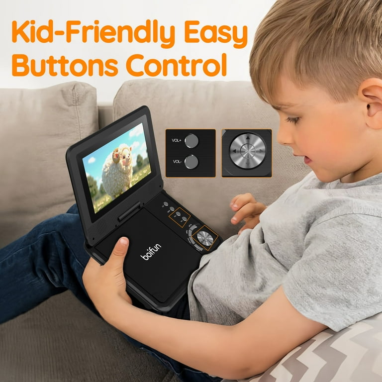 BOIFUN 9.5'' Portable DVD Player for Kids, 7.5'' Swivel Screen, 5h