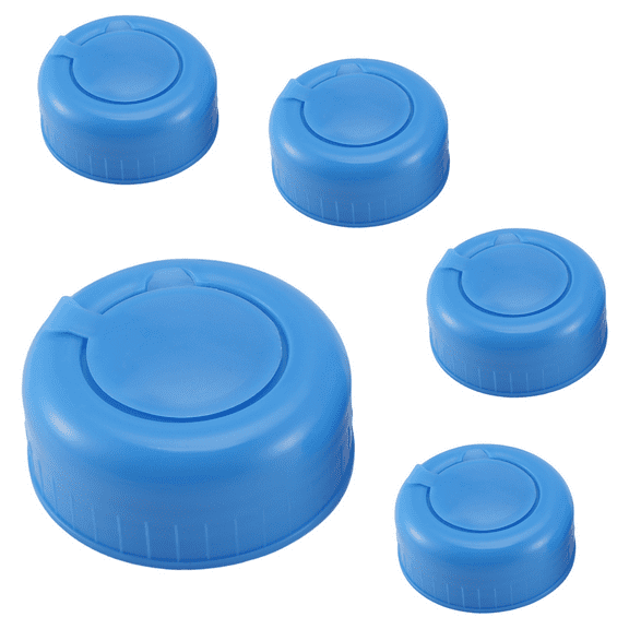 Water Jug Cap 5 Pack Plastic Bottle Blue Gallon Drinking Replacement Tool Leak Free