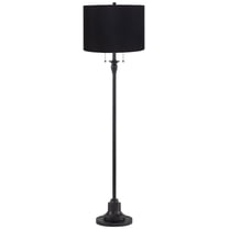360 Lighting Dyna Traditional 58" Tall 2-Light Standing Floor Lamp Skinny Pole Pull Chain Black Finish Hardback Black Shade