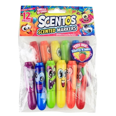 Scentos Scented Mini Markers, Multi Color Party Favors, 12 Pack