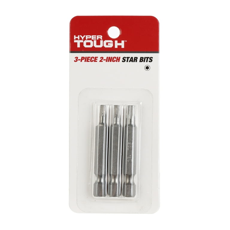 Hyper Tough 3 Pack 2-inch Star Drive Screwdriver Bits Set, Steel