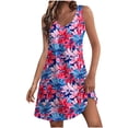 thumbnail image 2 of Ovzne Robes Grande Taille pour Femmes Rondes Robe de Plage Robe d'Été Décontractée pour Femmes Robe Longue Sans Manches à Col en V Robe Maxi Grande Taille Imprimée en Liquidation, 2 of 7