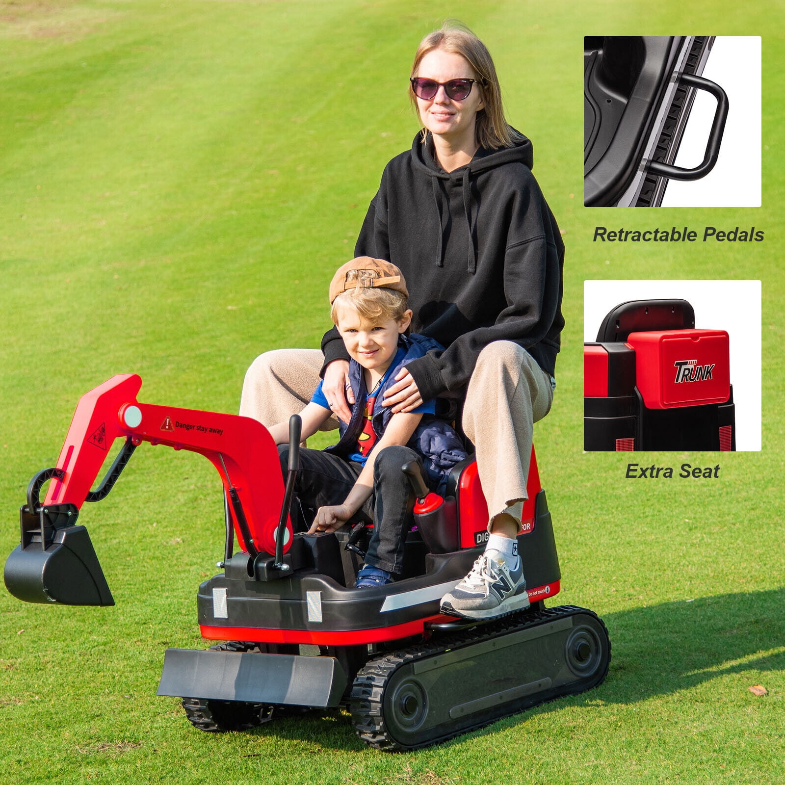 2 IN 1 12V12AH Powered Kids Ride on Excavator Bulldozer 360