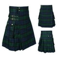 thumbnail image 4 of HOWPAY Kilt for Men Traditional Highland Tartan Utility Kilt with Adjustable Straps and Large Cargo Pockets Vintage Loose Fit Pleated Skirt Green XL, 4 of 6