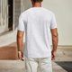 thumbnail image 3 of Pullover de Manga Corta para Hombres de Moda Casual Color Sólido V-Cuello Top Blusas, Poliéster Verano, 3 of 6