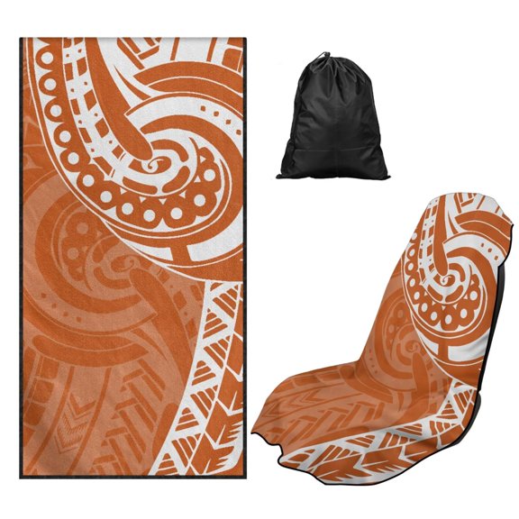 Uorisanigo Car Seat Cover Protector Easy to Install Polynesian Tattoo Bucket Towel Seat Covers Universal Fit for Most Cars Women Men Auto Accessories Protectors Decor