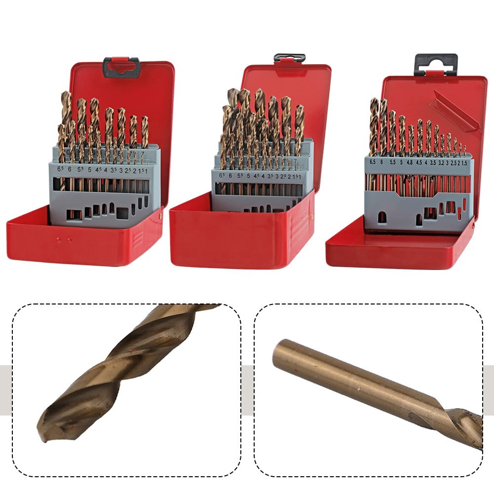 Hss Titanium Coated Drill Bit Set For Metal Plastic Wood 13/19/25Pc Straight Shank Bits With Storage Case For Stainless Steel Cast Iron Copper Aluminum 19Pcs