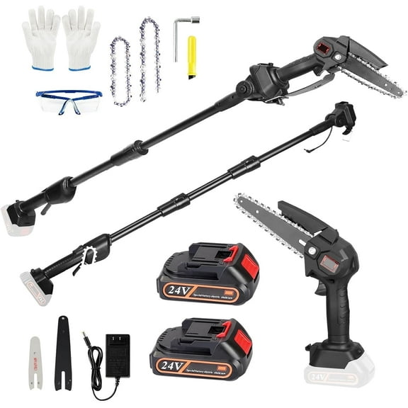Cordless Pole Saw and Mini Chainsaw,2-IN-1 Pole Chainsaw,Brushless Electric Pole Saw Battery Powered 4in/6in Chainsaw, 67 Inch Max Reach Tree Trimmer Pole Saw