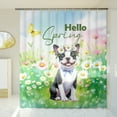thumbnail image 3 of Boston Terrier Hello Spring Time Flower Floral Nature Shower Curtain Gentleman Dog Lover Gifts Waterproof Bathroom Bathtub Curtain - 02031, 3 of 5