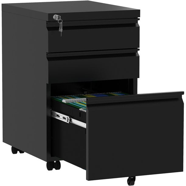 DWVO 3-Drawer Vertical File Cabinet Storage Mobile Office Metal with ...