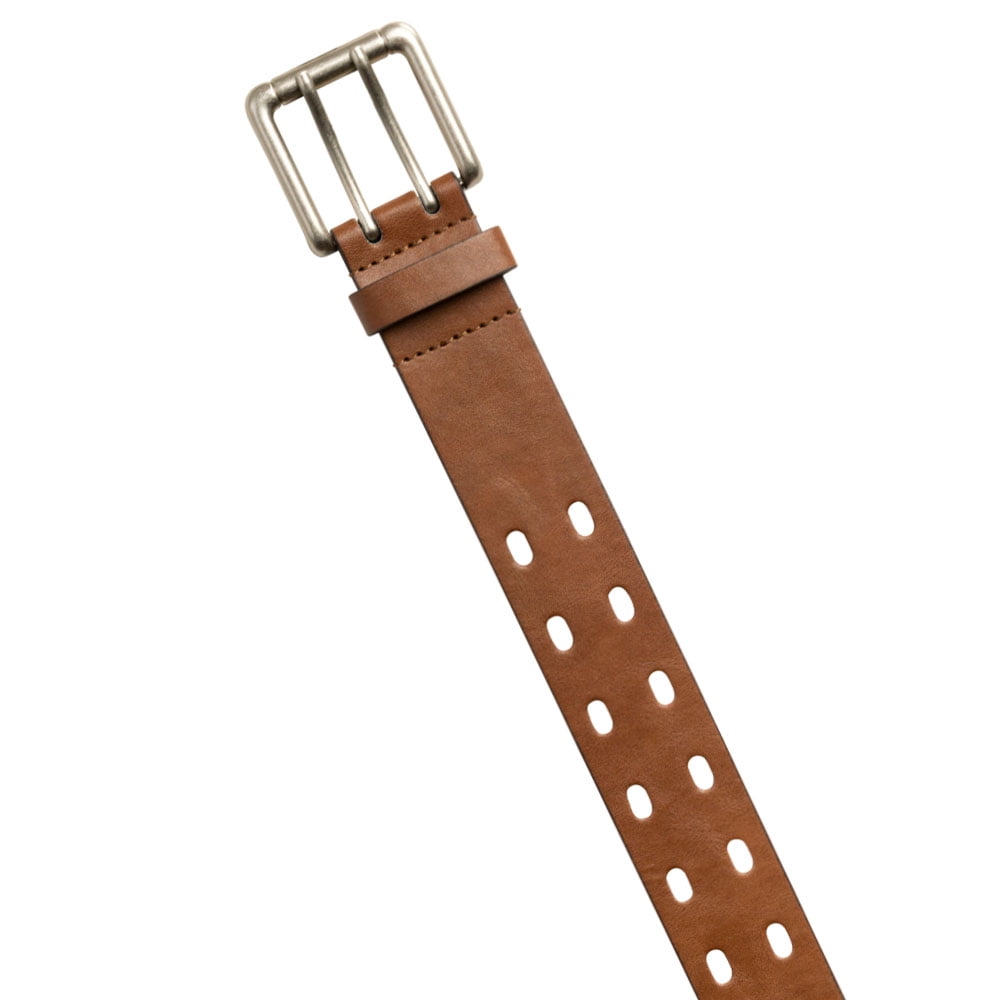 Time and Tru Women's Double Prong Perforated Belt, Tan