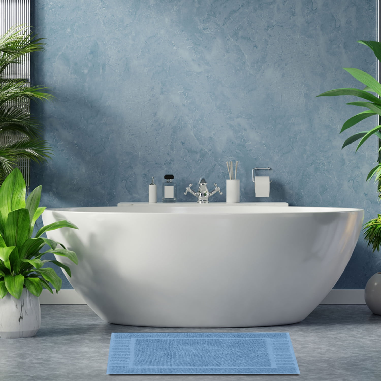 ALIBI Bath Mat Floor Towel Set , 2 Pack of Super Soft & Absorbent Luxury  Cotton Towels , Hotel, Spa, Shower & Bathroom Step Out of Tub Floor Mats  [NOT a Bathroom
