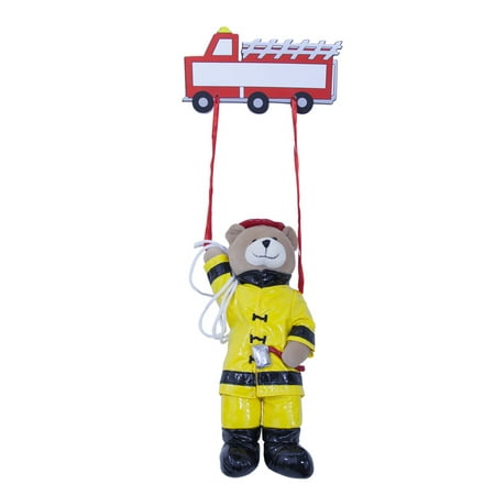 Plush Fireman Bear Hanging Name Plaque