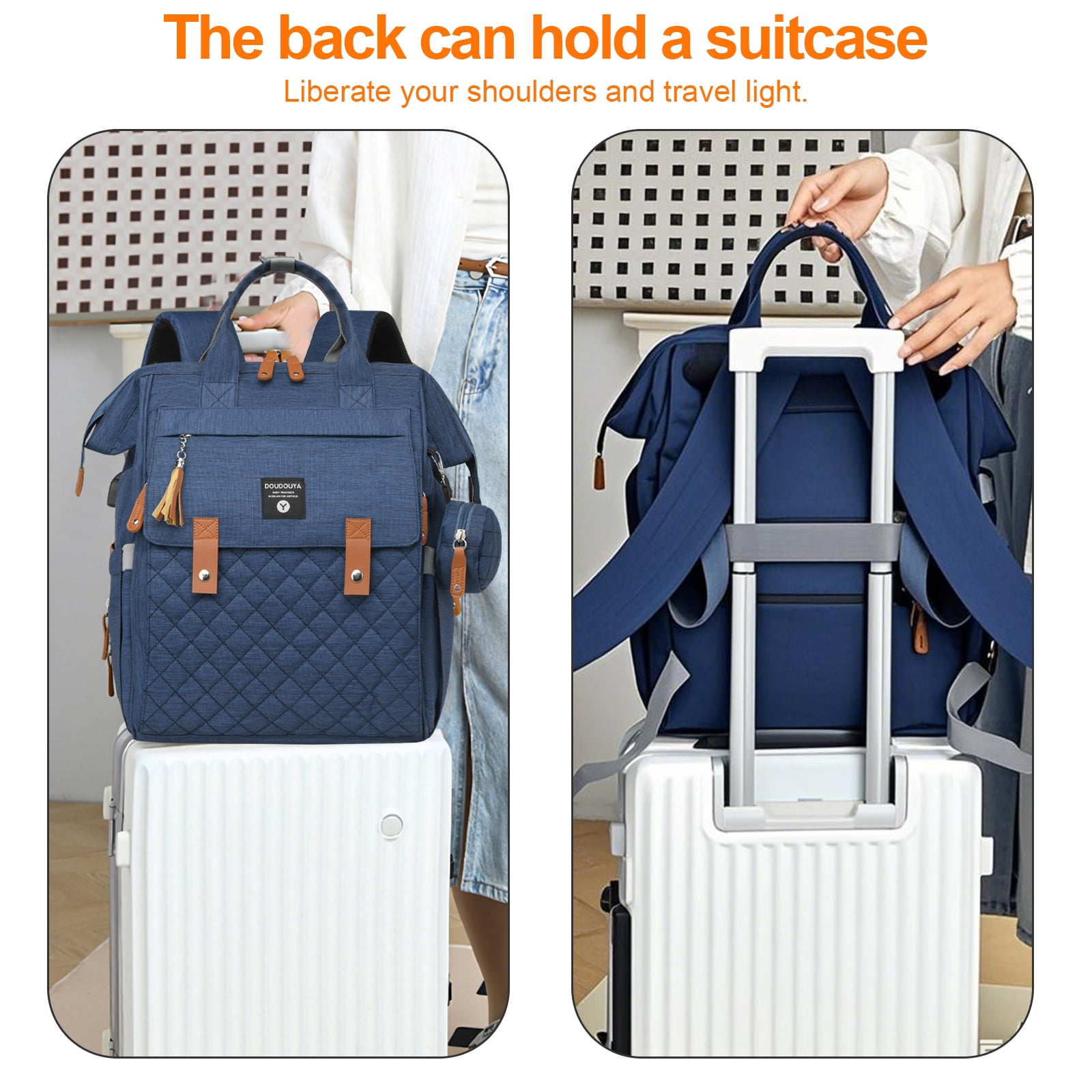 Eurhowing Baby Diaper Bag Backpack for Mom & Dad, Large Capacity Baby Bag with Stroller Straps & Insulated Pocket, Waterproof Diaper Backpack for Travel, Blue