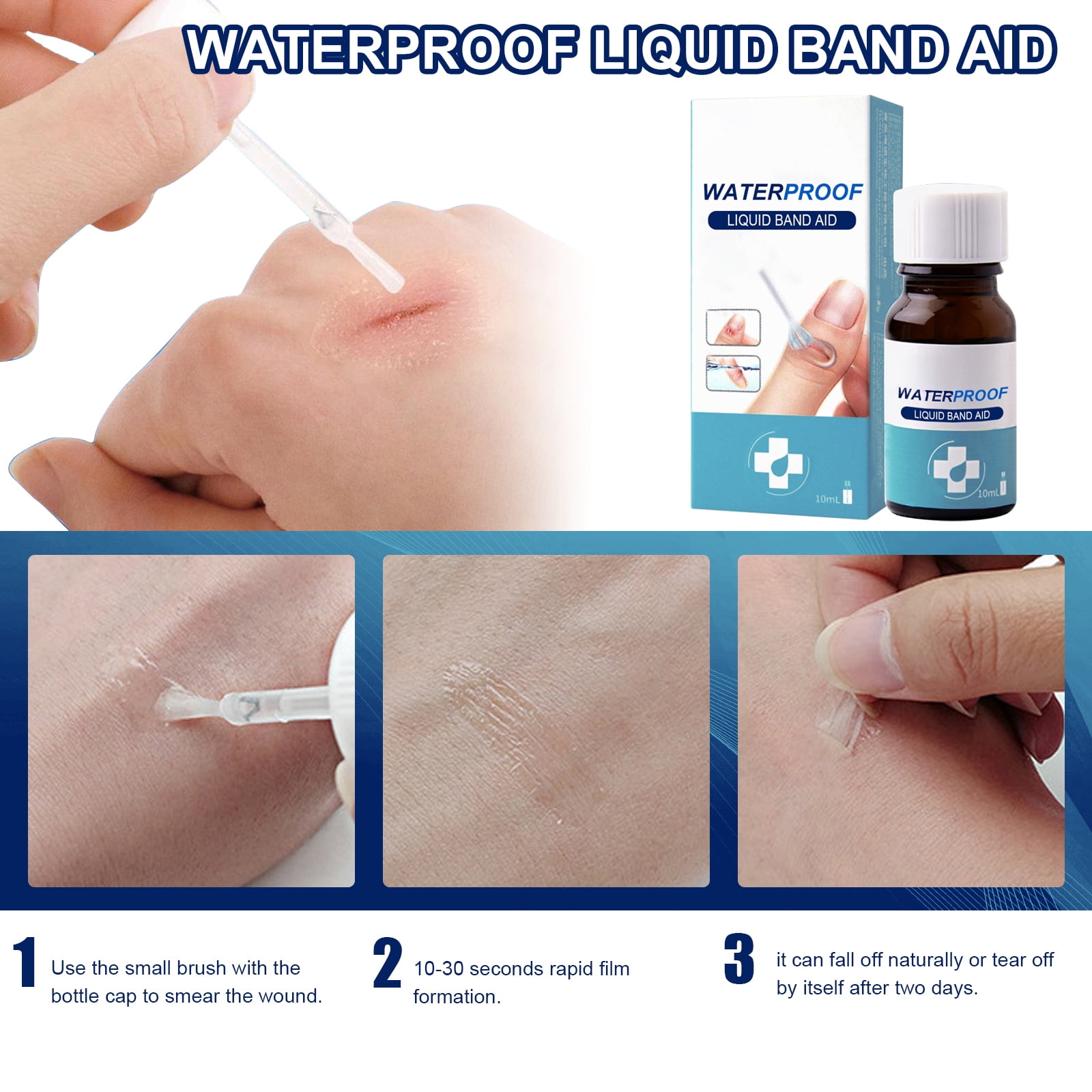 Alvantor Liquid Bandage for Minor Cuts, Fast-Drying Waterproof Protection, 0.34 fl oz