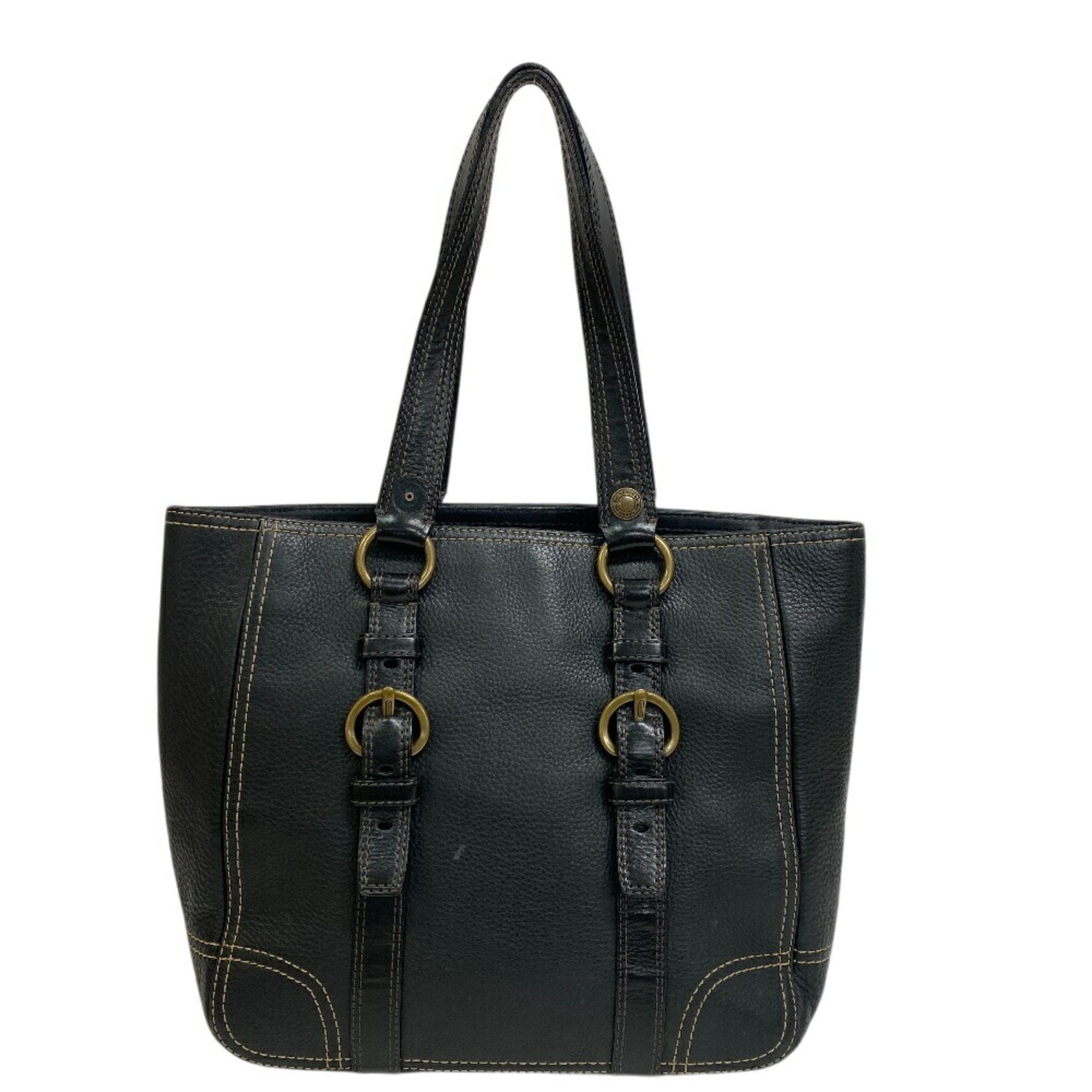 コーチ COACH ハンドバッグ ラージダブルストラップ C0793 10954 ブラック Pre-Owned COACH C0793 10954 Large Double Strap Handbag for Women