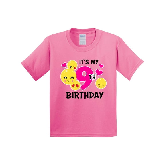 Inktastic Its My 9th Birthday with Smiling Emoticons Youth T-Shirt