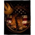 thumbnail image 5 of Westen Cowboy Throw Blanket Warm Fuzzy Plush Bed Blanket Fleece 60x80 Inch Flannel Blanket American Flag Theme Cowboy Hat Boots Lightweight Blanket Throw for Sofa Bed Couch, 5 of 6